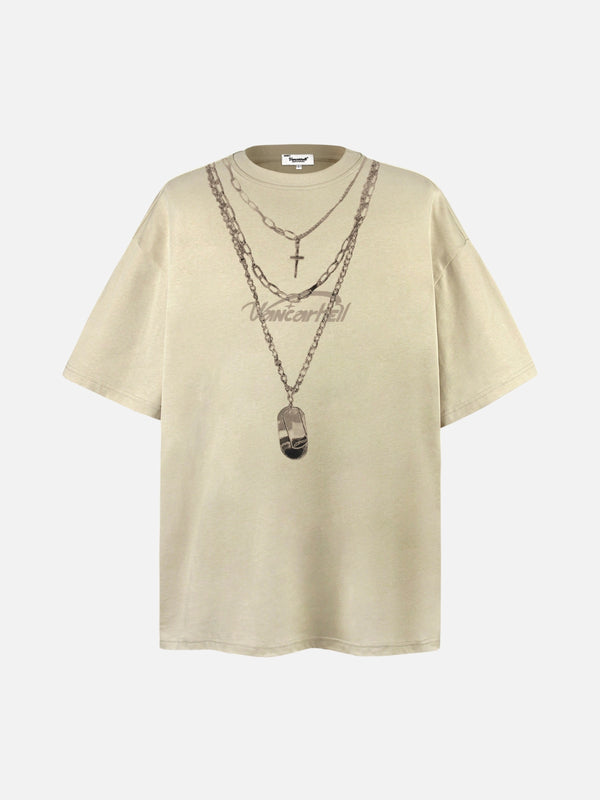 TALISHKO - Layered Chains Graphic Print Tee