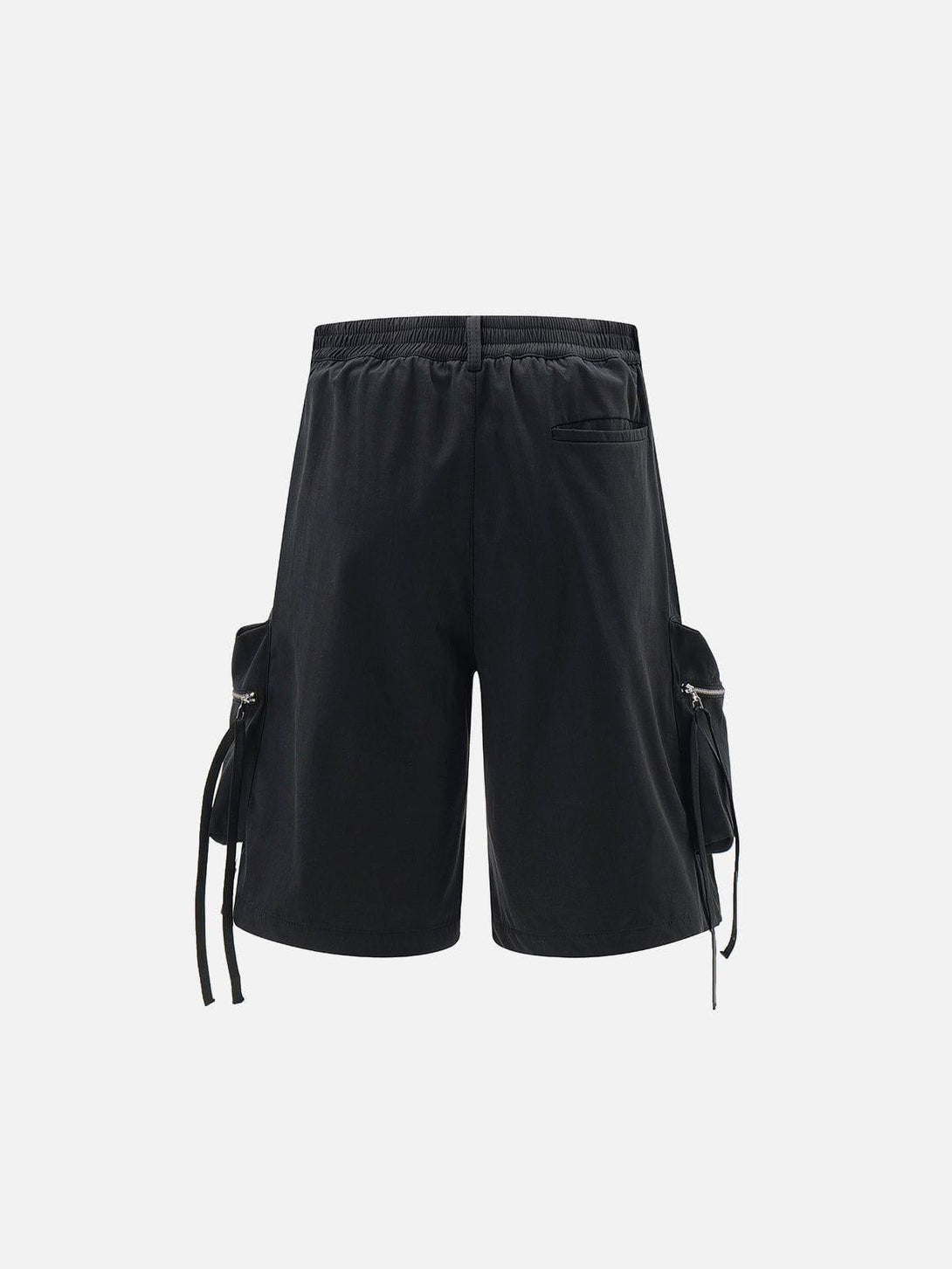 Back view of TALISHKO 3D big pocket shorts in black, featuring a relaxed and stylish fit.