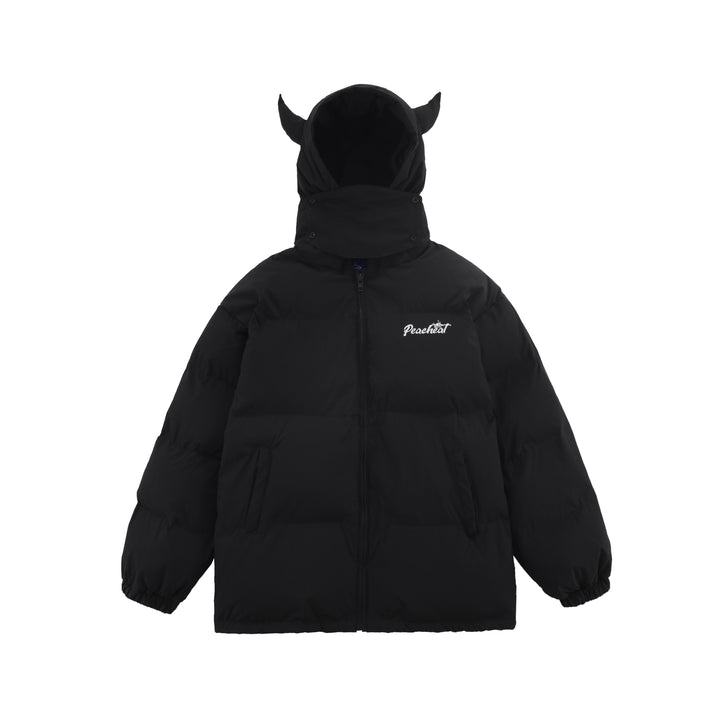 TALISHKO - Solid Demon Horned Hat Winter Coat - streetwear fashion, outfit ideas - talishko.com