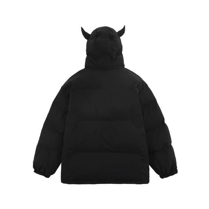 TALISHKO - Solid Demon Horned Hat Winter Coat - streetwear fashion, outfit ideas - talishko.com