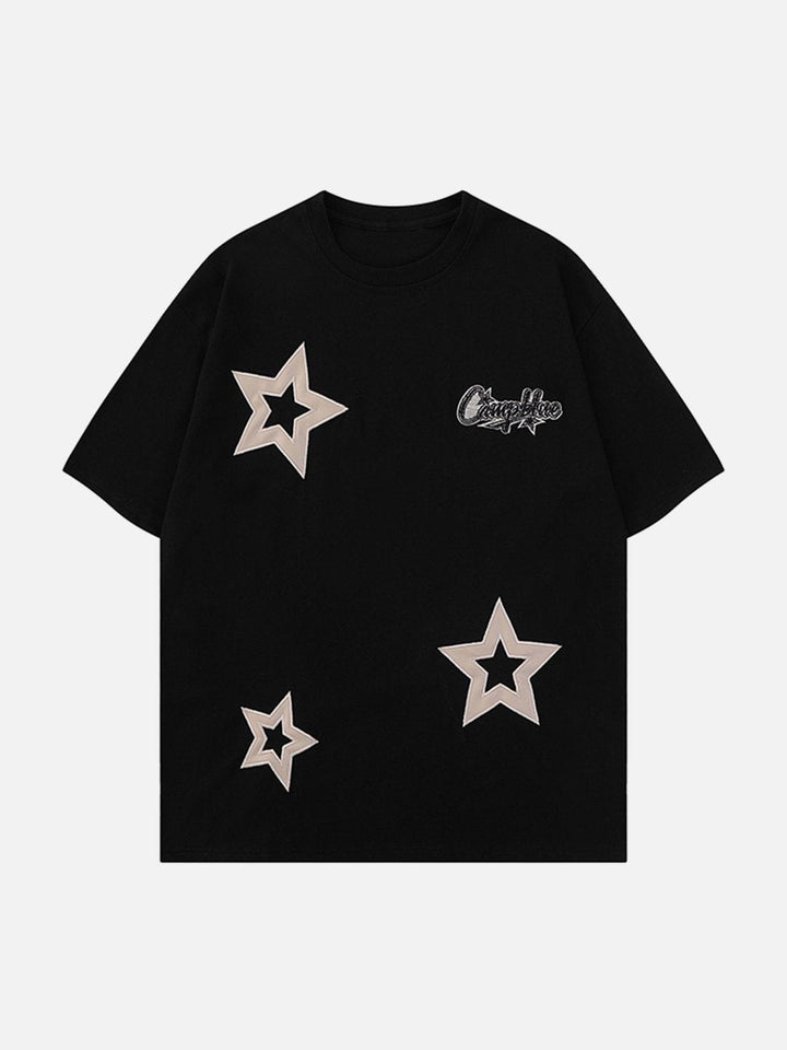 TALISHKO - Applique Embroidery Star Tee - streetwear fashion, outfit ideas - talishko.com