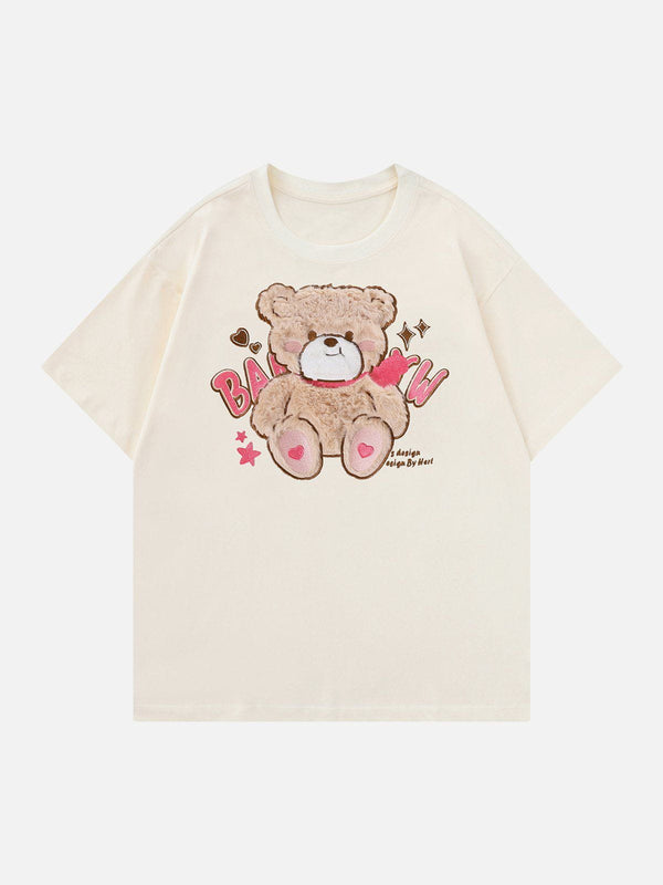 TALISHKO - Bear Embroidery Tee - streetwear fashion, outfit ideas - talishko.com