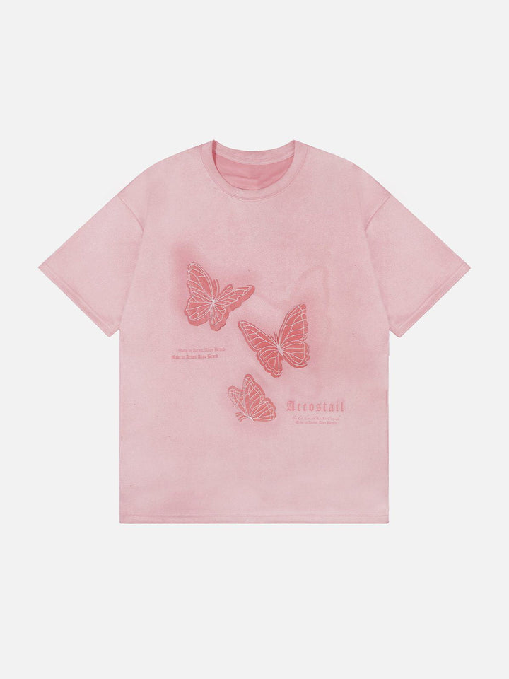 TALISHKO - Butterfly Applique Embroidery Suede Tee - streetwear fashion, outfit ideas - talishko.com