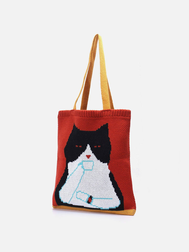 TALISHKO - Cat Graphic Knit Bag - streetwear fashion, outfit ideas - talishko.com