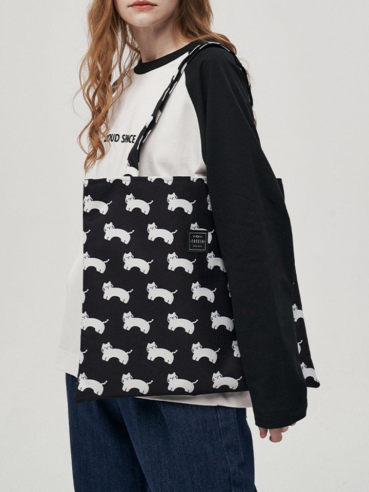 TALISHKO - Cat Print Canvas Shoulder Bag Bag - streetwear fashion, outfit ideas - talishko.com