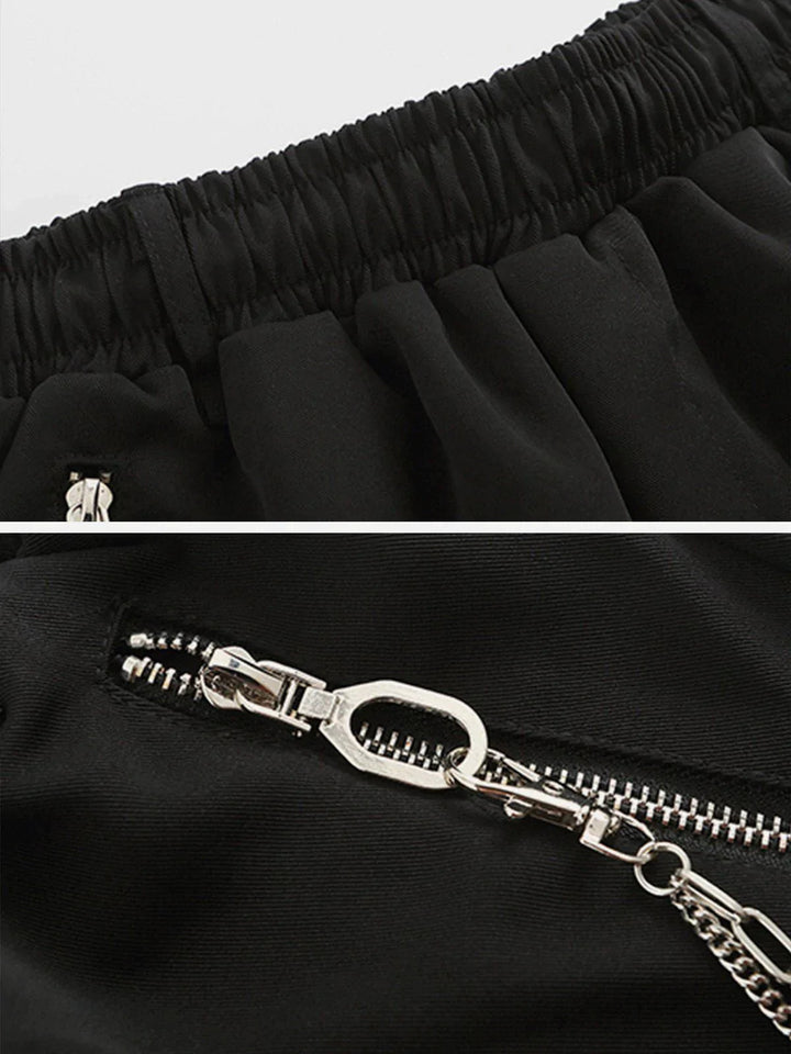 TALISHKO™ - Chain Zip Up Shorts streetwear fashion - talishko.com