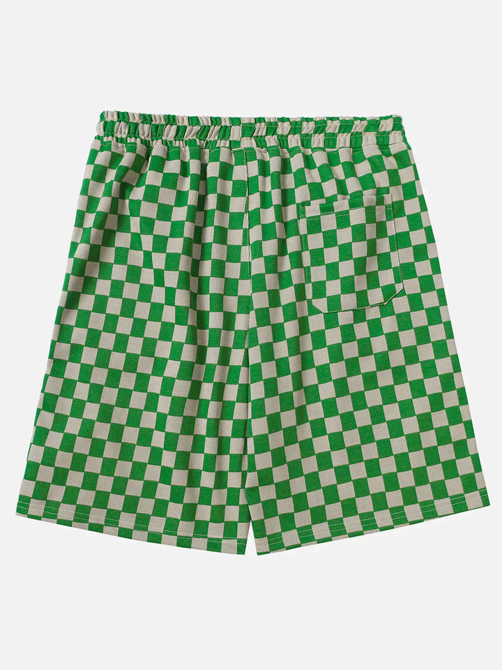 TALISHKO - Checkerboard Flocked Bear Shorts - streetwear fashion, outfit ideas - talishko.com