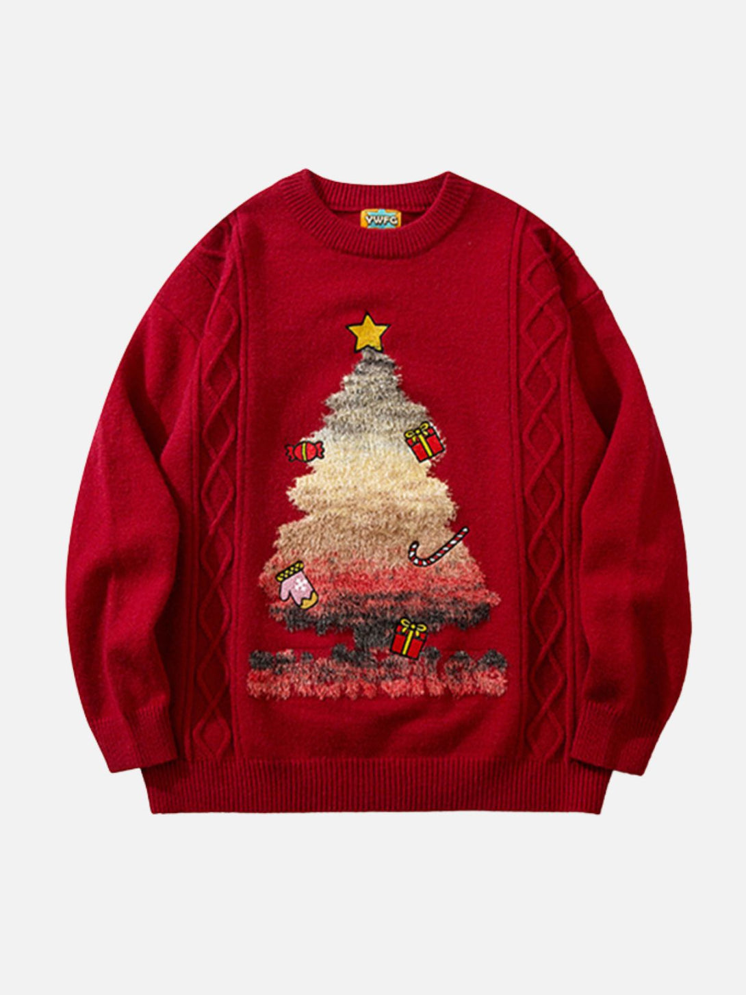TALISHKO - Christmas Tree Embroidery Print Sweater - streetwear fashion, outfit ideas - talishko.com