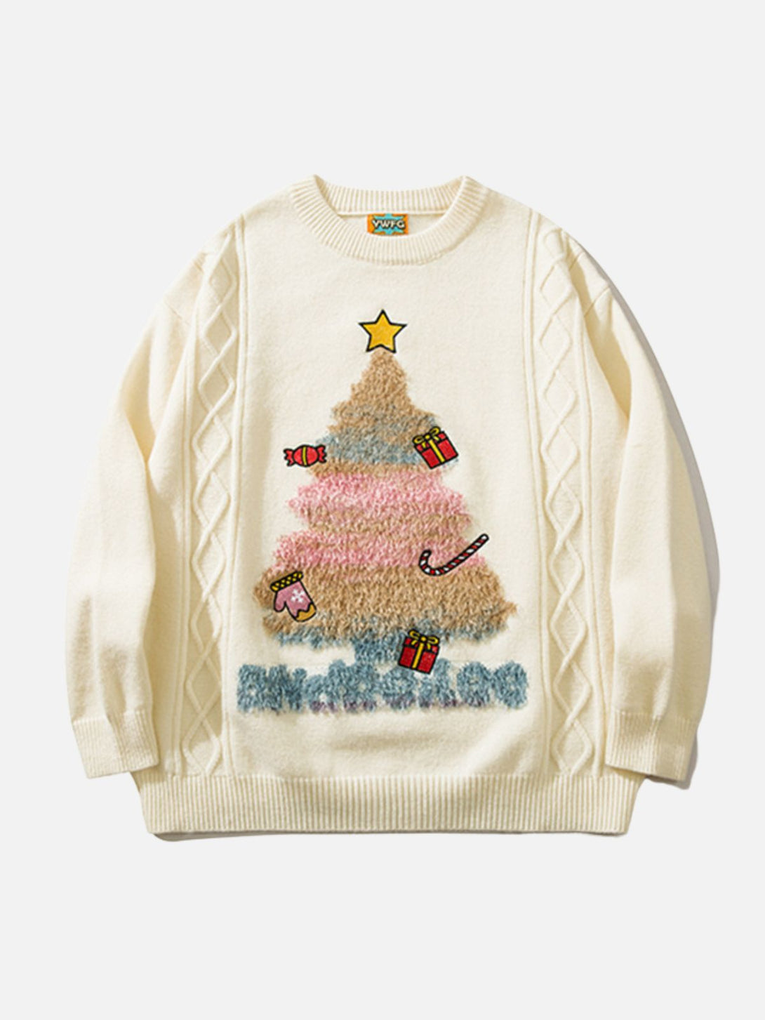 TALISHKO - Christmas Tree Embroidery Print Sweater - streetwear fashion, outfit ideas - talishko.com