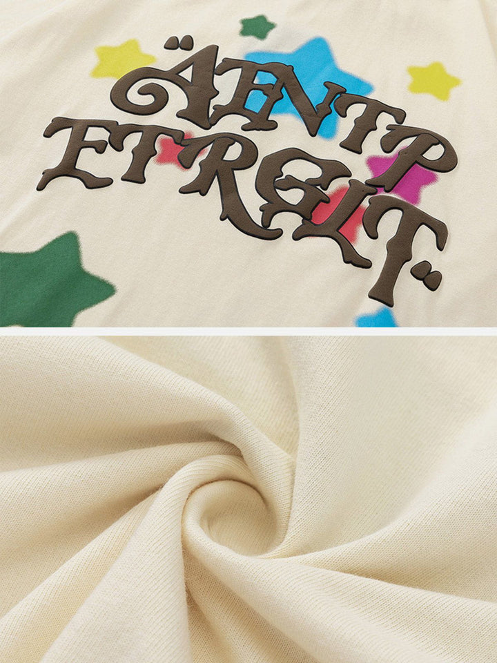 TALISHKO - Colorful Star Letters Graphic Tee - streetwear fashion, outfit ideas - talishko.com