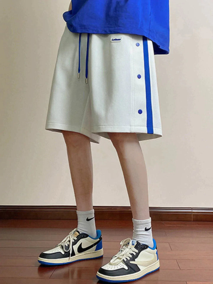 TALISHKO - Contrast Color Side-Breasted Label Shorts - streetwear fashion, outfit ideas - talishko.com