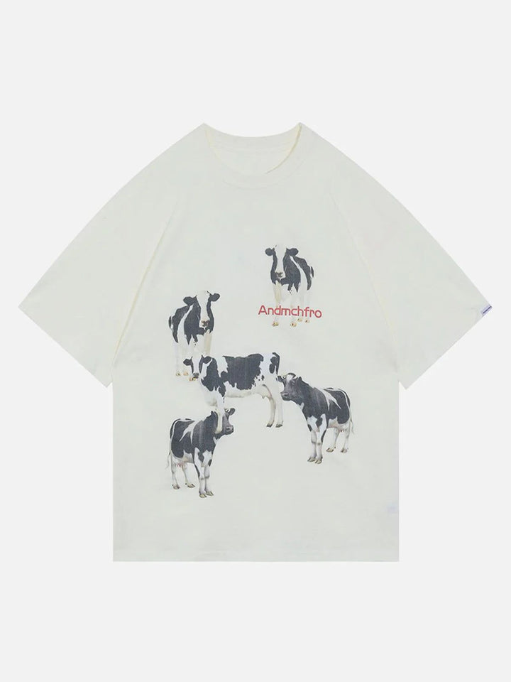 TALISHKO - Dairy Cow Print Cotton Tee - streetwear fashion, outfit ideas - talishko.com