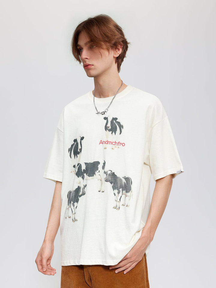 TALISHKO - Dairy Cow Print Cotton Tee - streetwear fashion, outfit ideas - talishko.com