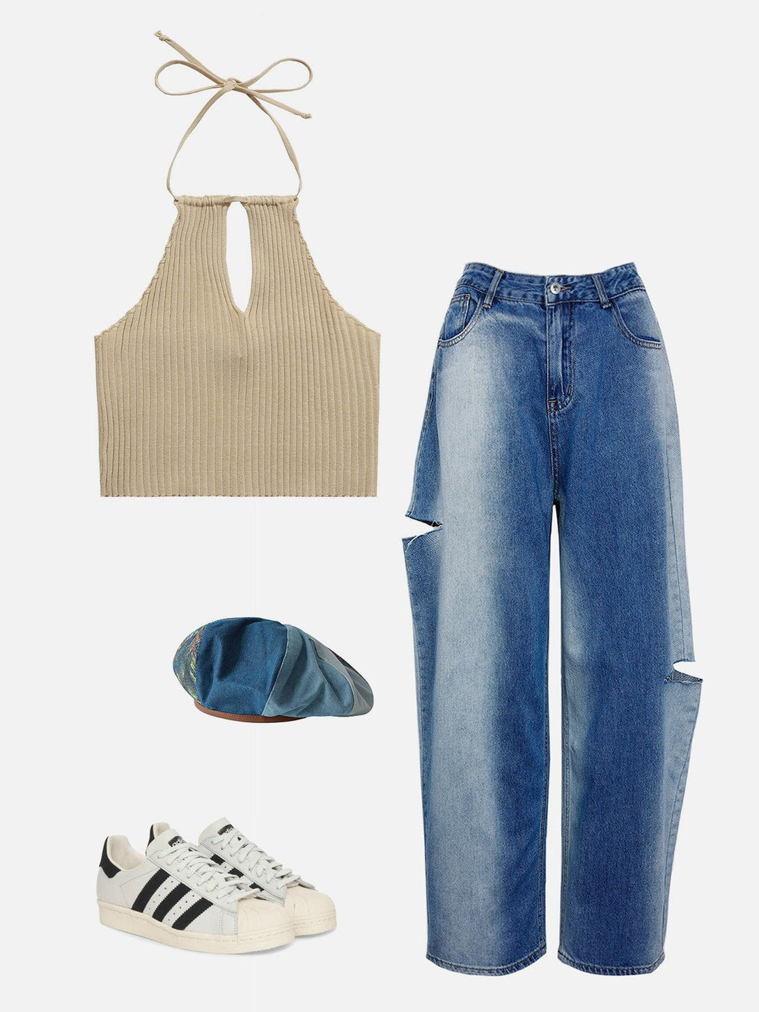 TALISHKO - Denim Colorblock Vintage Painter Hat - streetwear fashion, outfit ideas - talishko.com