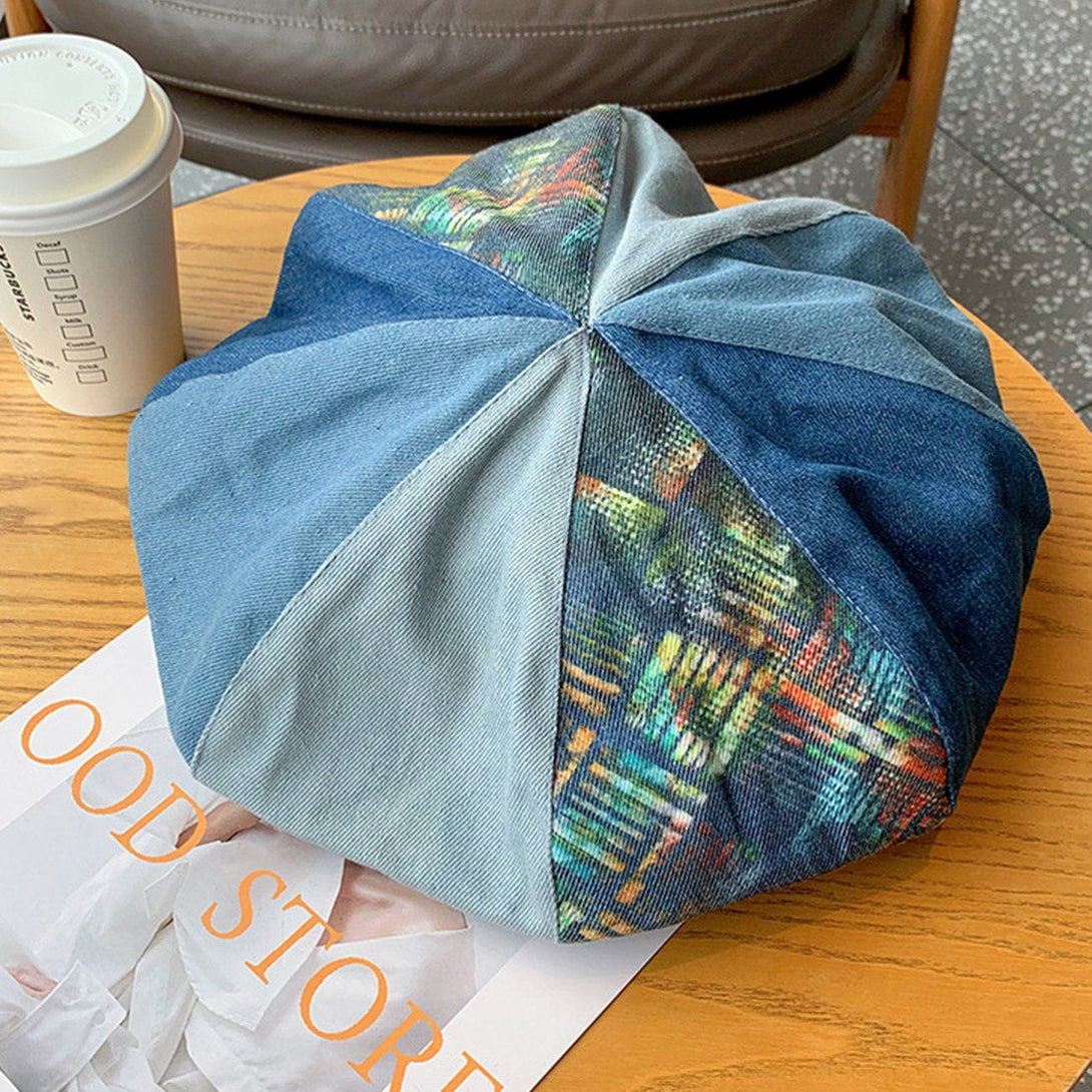 TALISHKO - Denim Colorblock Vintage Painter Hat - streetwear fashion, outfit ideas - talishko.com