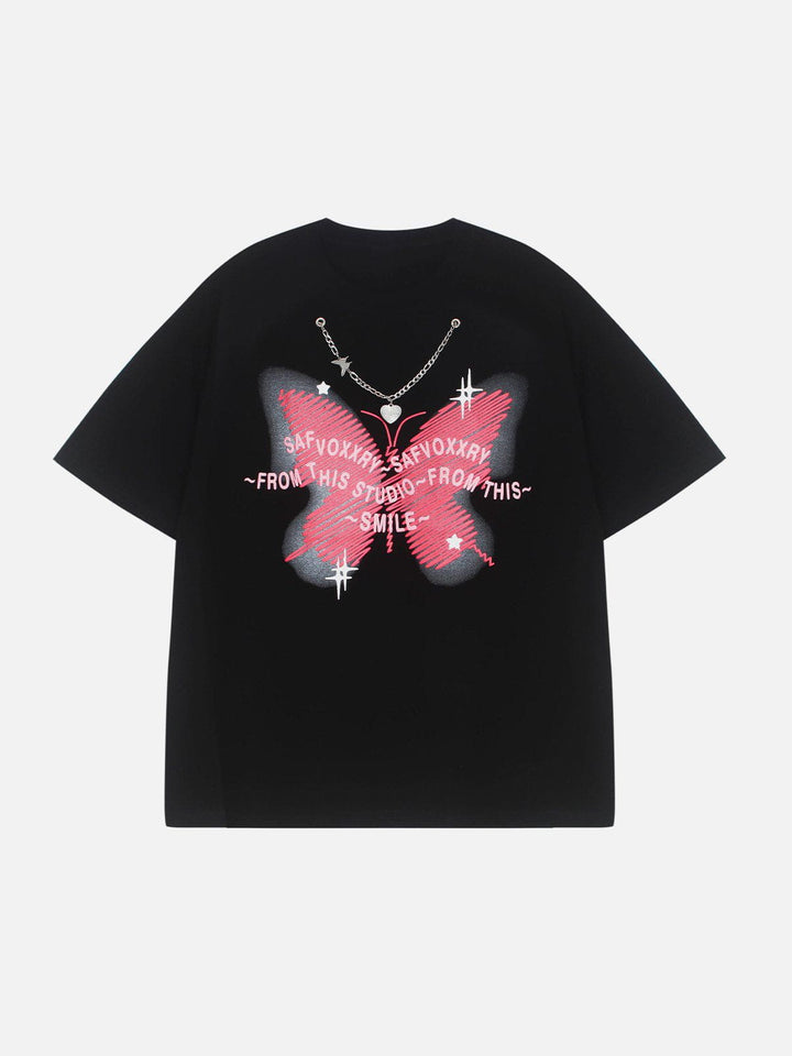 TALISHKO - Doodle Butterfly Print Tee - streetwear fashion, outfit ideas - talishko.com