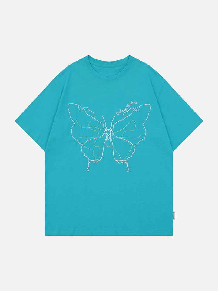 TALISHKO - Embroidery Line Butterfly Tee - streetwear fashion, outfit ideas - talishko.com