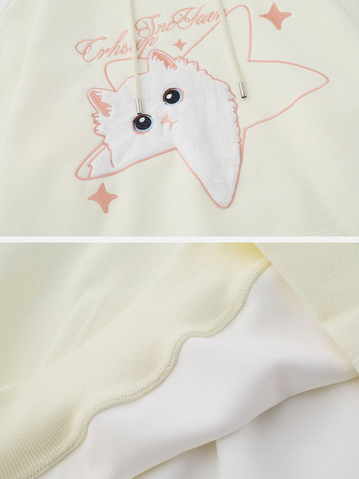 TALISHKO - Embroidery Star Cat Hoodie - streetwear fashion - talishko.com