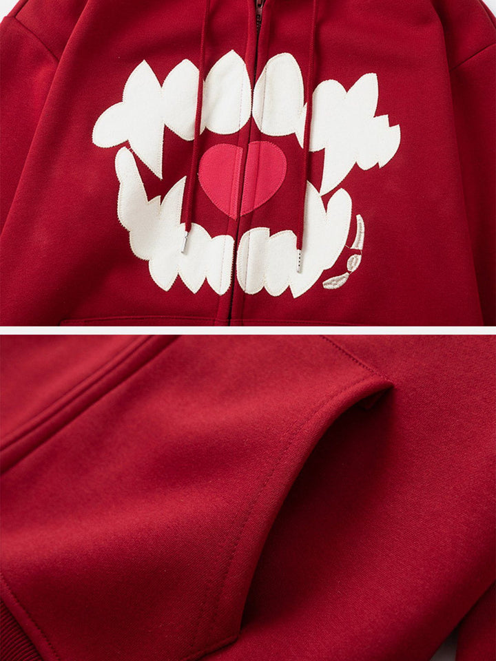 TALISHKO - Embroidery Tooth Heart Hoodie - streetwear fashion - talishko.com