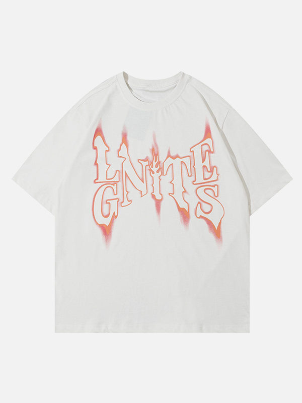 TALISHKO - Flame Font Print Tee - streetwear fashion, outfit ideas - talishko.com