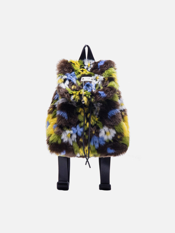 TALISHKO - Fleece Flower Backpack - streetwear fashion, outfit ideas - talishko.com