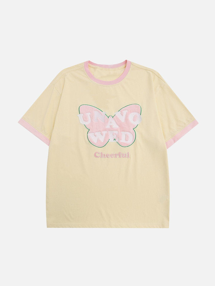 TALISHKO - Flocking Butterfly Embroidery Tee - streetwear fashion, outfit ideas - talishko.com