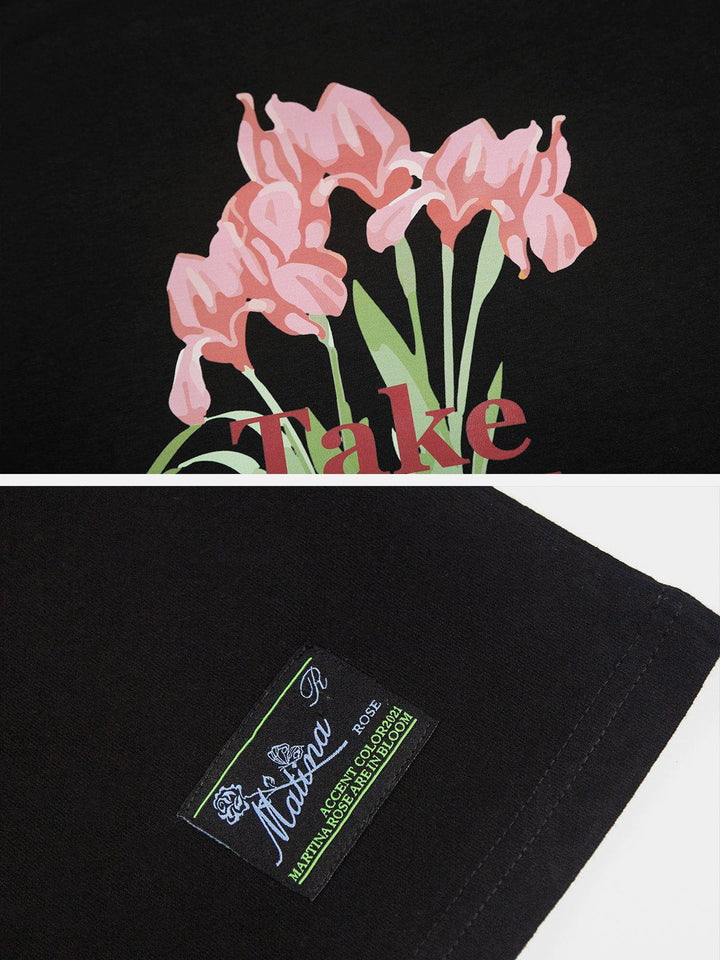 TALISHKO - Floral Letter Print Tee - streetwear fashion, outfit ideas - talishko.com