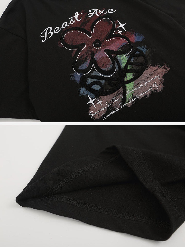 TALISHKO - Flower Embroidery Tee - streetwear fashion, outfit ideas - talishko.com