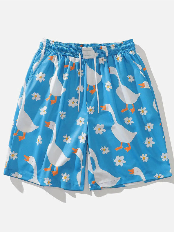 TALISHKO - Flowers Goose Shorts - streetwear fashion, outfit ideas - talishko.com