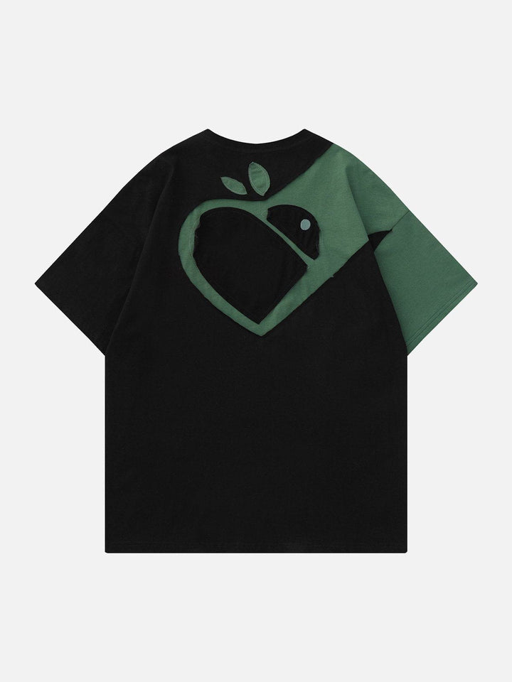 TALISHKO - Heart Apple Sticker Cloth Embroidered Tee - streetwear fashion, outfit ideas - talishko.com