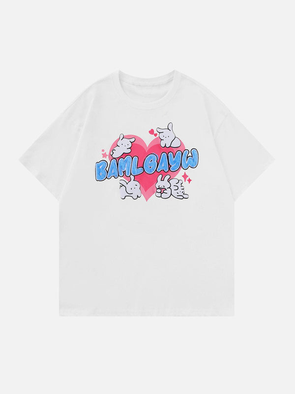 TALISHKO - Heart Bunny Print Tee - streetwear fashion, outfit ideas - talishko.com