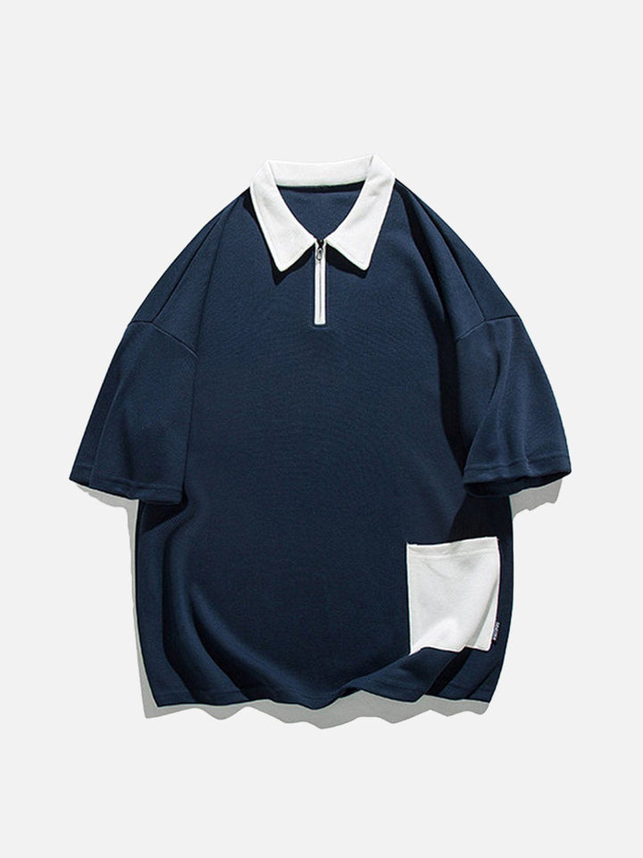 TALISHKO - Hem Pocket Zip Up Polo Tee - streetwear fashion, outfit ideas - talishko.com
