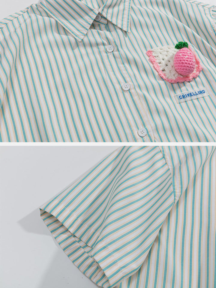 TALISHKO - Knitted Strawberry Stripe Tee - streetwear fashion, outfit ideas - talishko.com