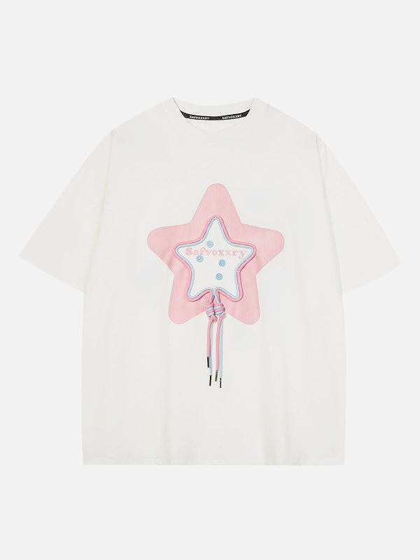 TALISHKO - Knitting Star Print Tee - streetwear fashion, outfit ideas - talishko.com