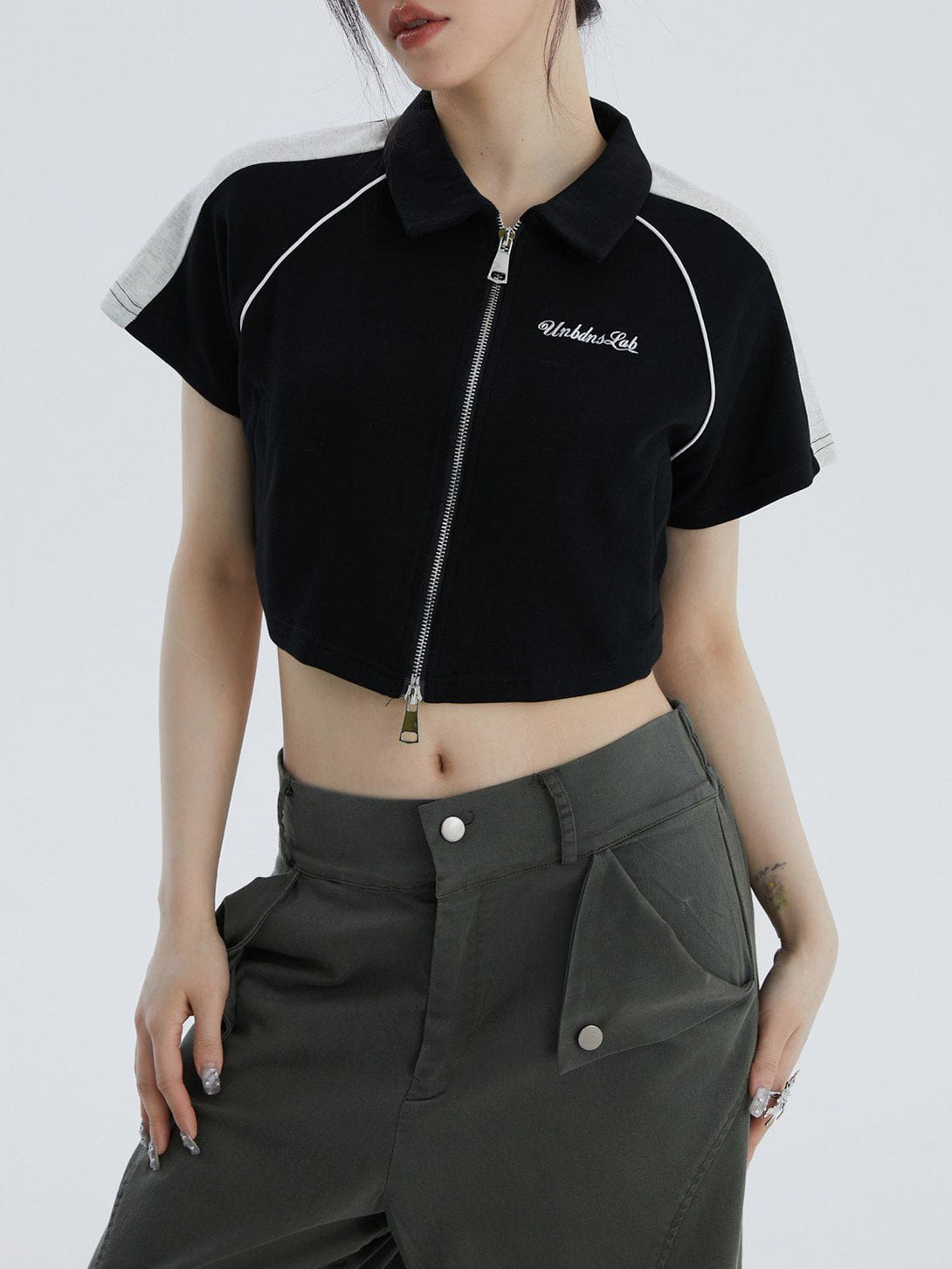 TALISHKO - Lapel Zipper Colorblock Tee - streetwear fashion, outfit ideas - talishko.com