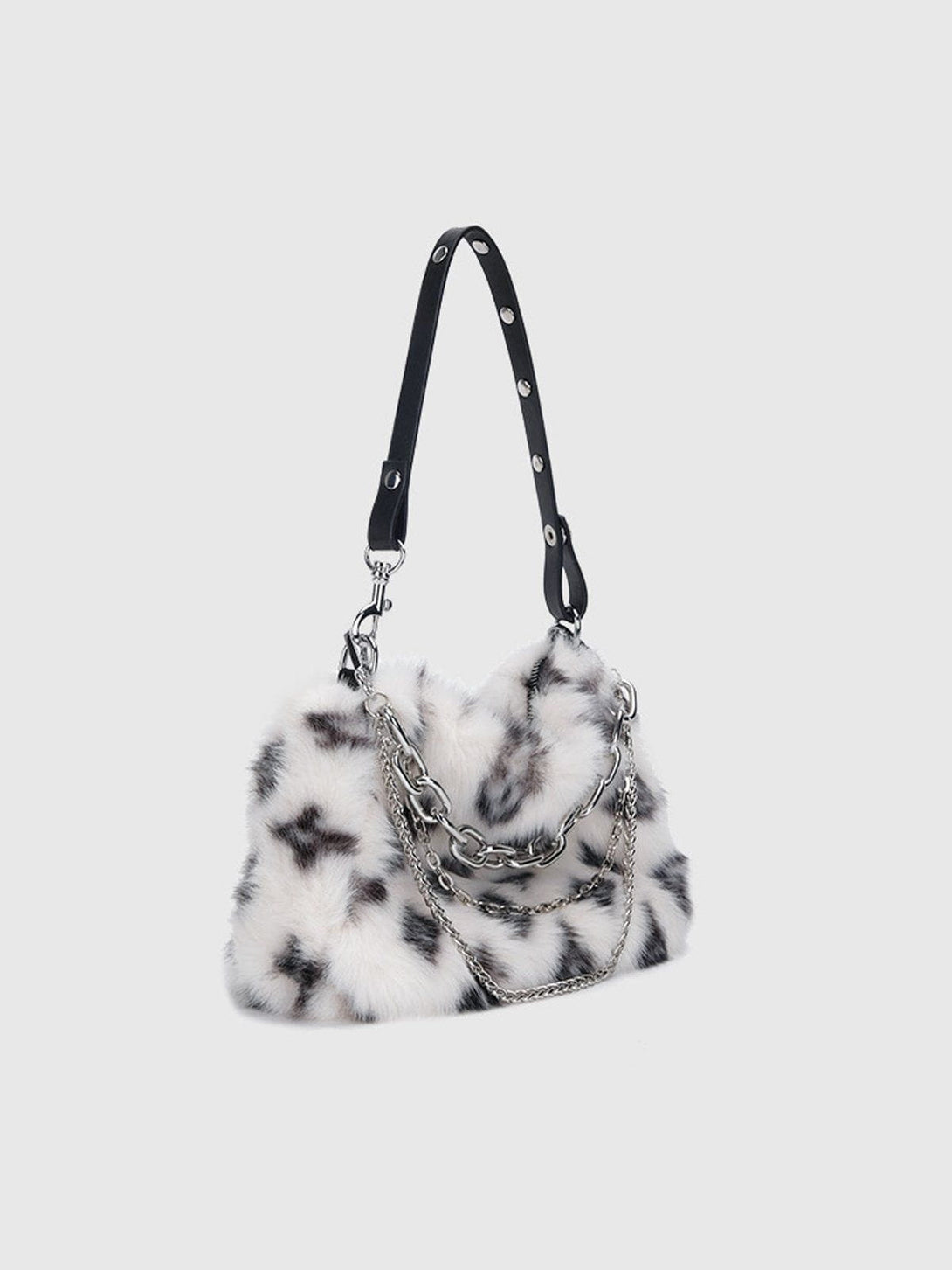 TALISHKO - Leopard Fleece Chain Bag - streetwear fashion, outfit ideas - talishko.com