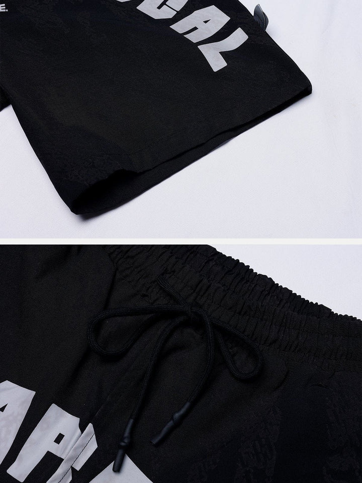 TALISHKO - Letter Print Camo Casual Shorts - streetwear fashion, outfit ideas - talishko.com