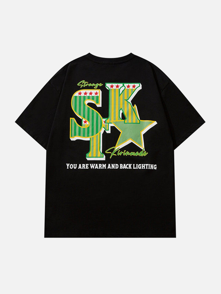 TALISHKO - Letter Star Print Tee - streetwear fashion, outfit ideas - talishko.com