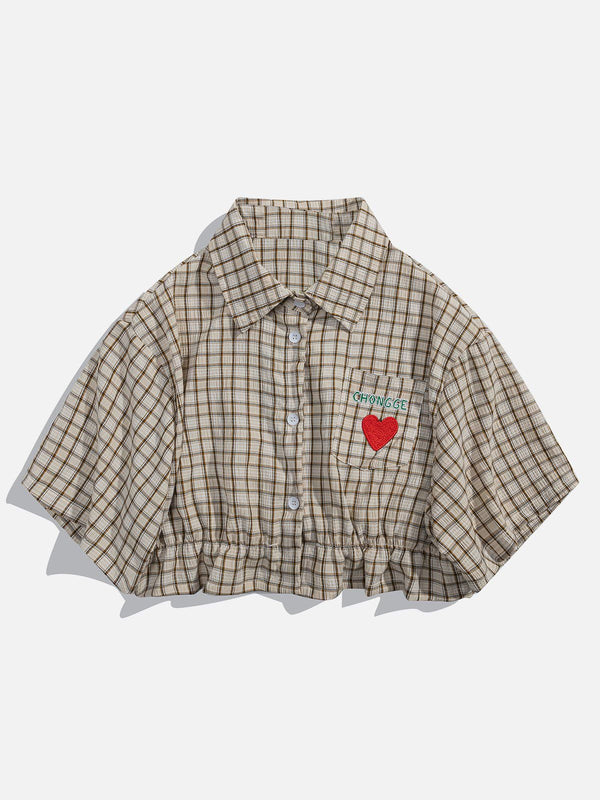 TALISHKO - Love Embroidered Plaid Tee - streetwear fashion, outfit ideas - talishko.com