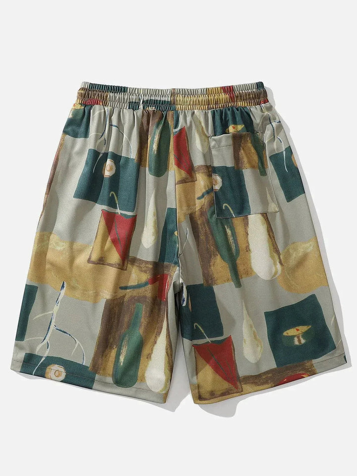 TALISHKO - Oil Painting Drawstring Shorts - streetwear fashion, outfit ideas - talishko.com