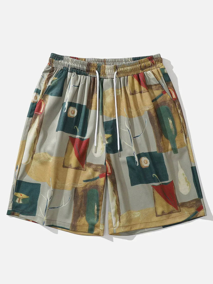 TALISHKO - Oil Painting Drawstring Shorts - streetwear fashion, outfit ideas - talishko.com