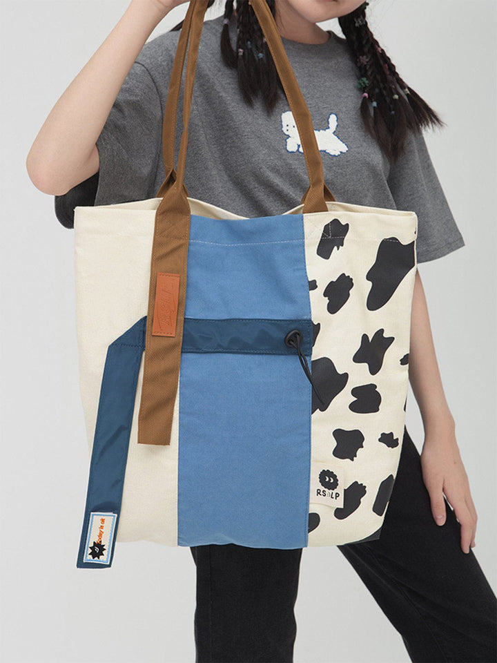 TALISHKO - Patchwork Cow Pattern Tote Bag - streetwear fashion, outfit ideas - talishko.com