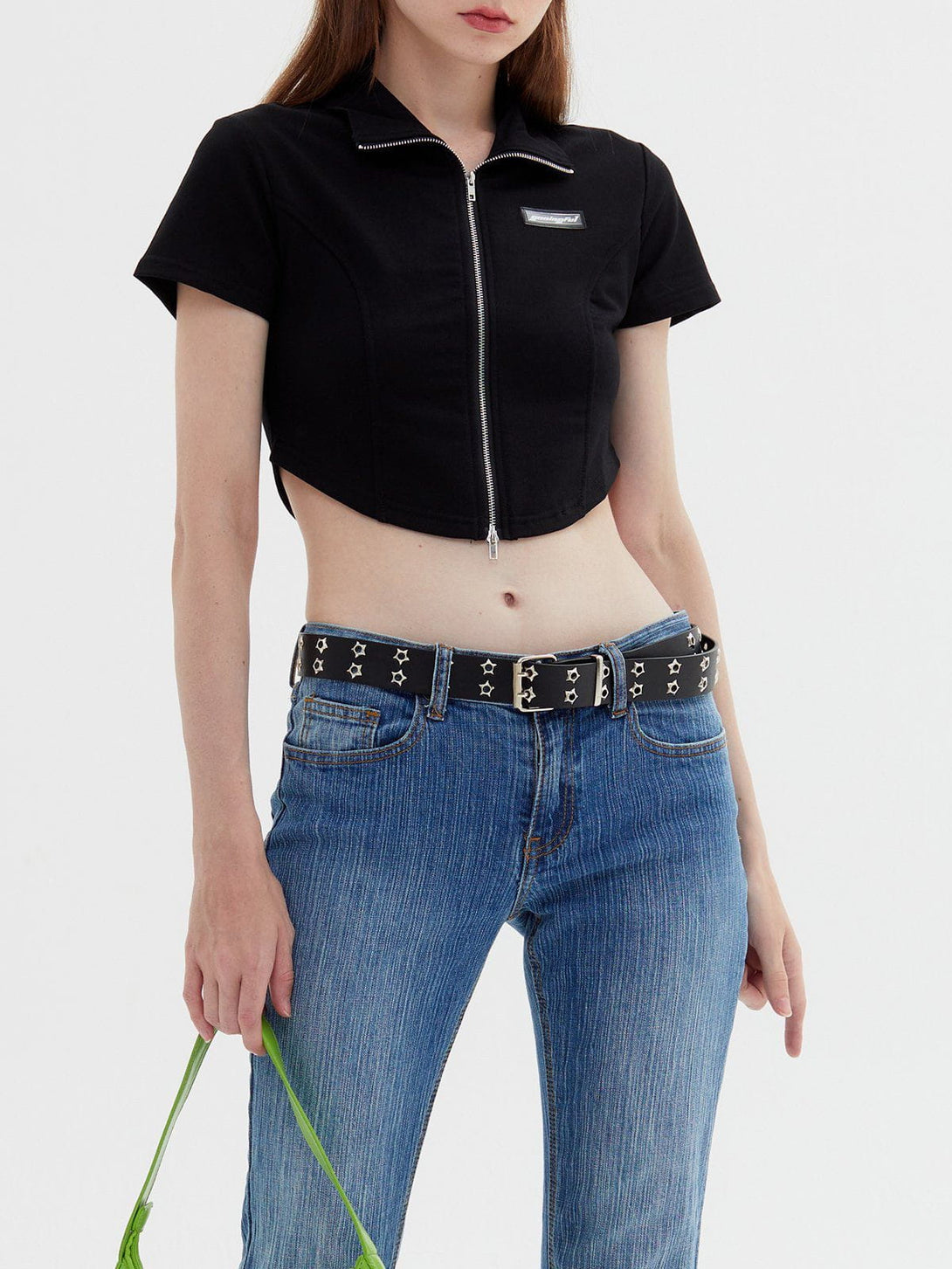 TALISHKO - Solid Zip Up Cropped Tee - streetwear fashion, outfit ideas - talishko.com