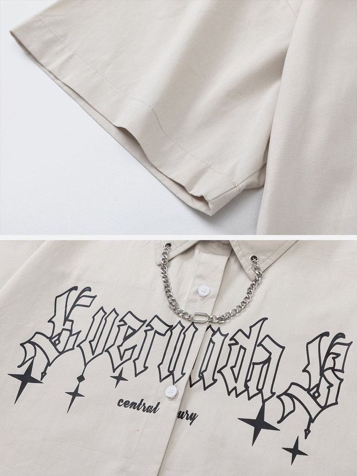 TALISHKO™ - Star Print Chain Decoration Tee streetwear fashion - talishko.com