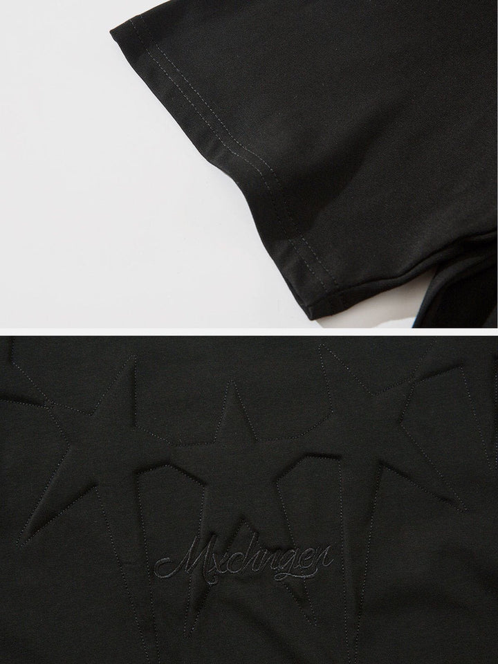 TALISHKO™ - Stick Sponge Embroidered Stars Print Tee streetwear fashion - talishko.com