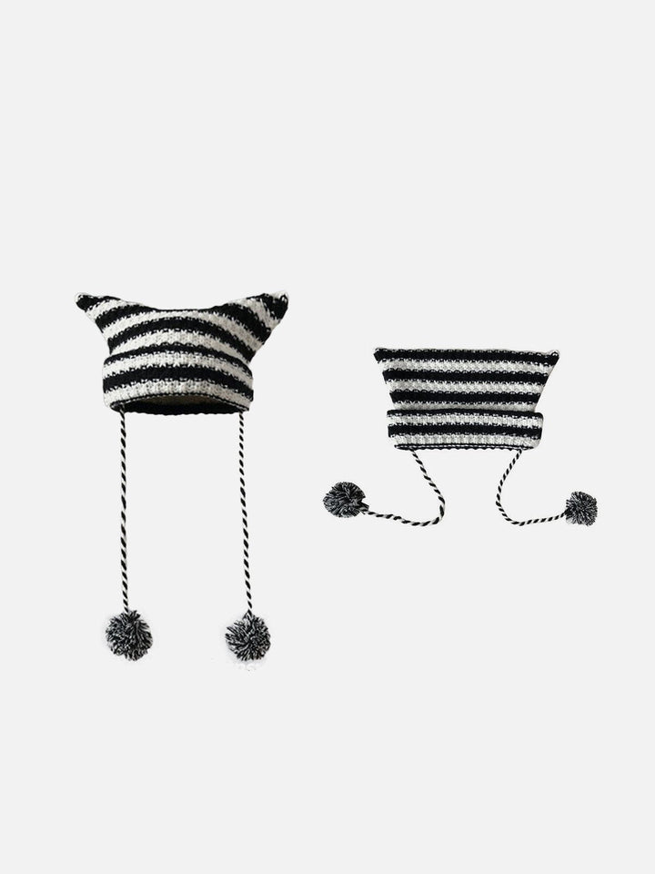 TALISHKO - Striped Little Devil Cat Ear Hat - streetwear fashion, outfit ideas - talishko.com