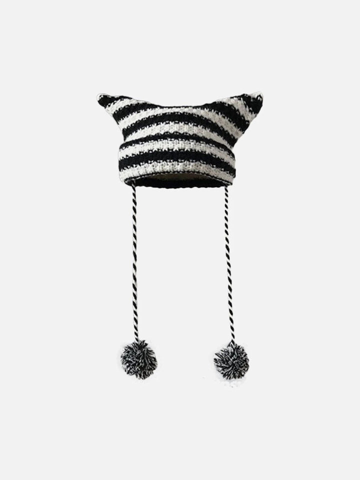 TALISHKO - Striped Little Devil Cat Ear Hat - streetwear fashion, outfit ideas - talishko.com