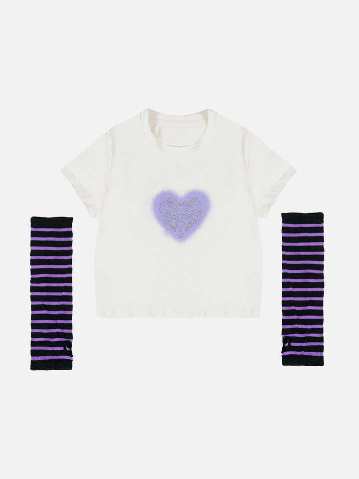 TALISHKO - Stripes Heart Print Tee - streetwear fashion, outfit ideas - talishko.com