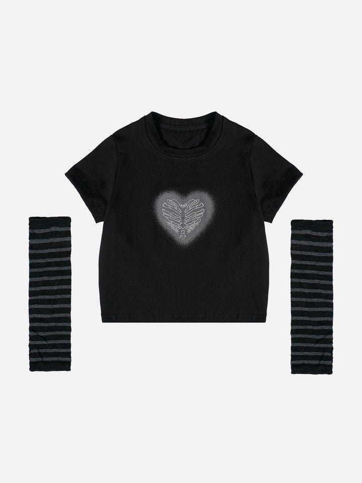 TALISHKO - Stripes Heart Print Tee - streetwear fashion, outfit ideas - talishko.com