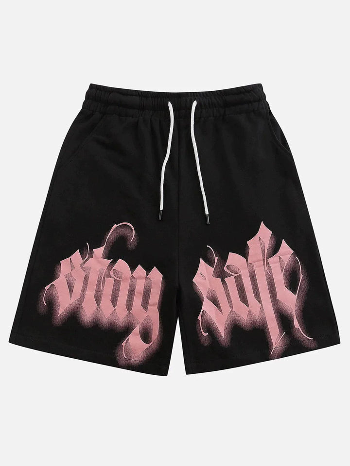 TALISHKO - Tie Dye Letter Print Shorts - streetwear fashion, outfit ideas - talishko.com